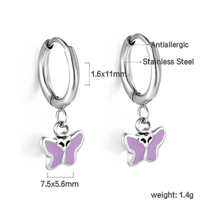 Wholesale 18K Gold Blue Butterfly Hoop Earrings Exquisite Design