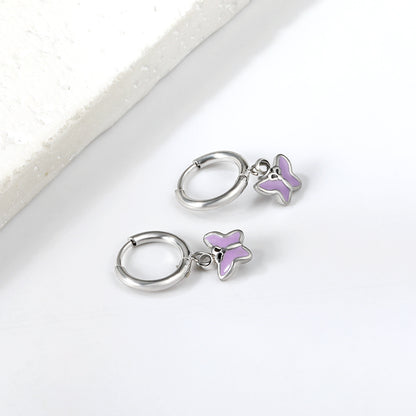 Wholesale 18K Gold Blue Butterfly Hoop Earrings Exquisite Design