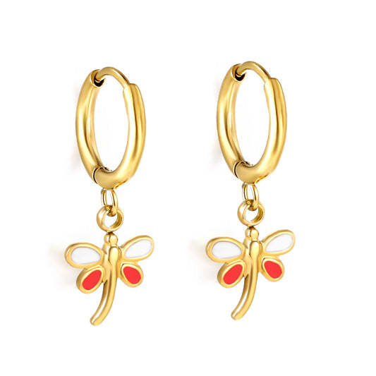 Wholesale 18K Gold Dragonfly Hoop Earrings Chic Style