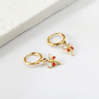 Wholesale 18K Gold Dragonfly Hoop Earrings Chic Style