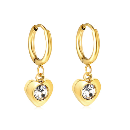 Bulk 18K Gold Heart - diamond Hoop Earrings Romantic