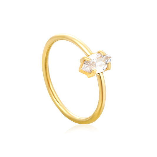 Bulk 18K Gold Plated Luxe Square Diamond Ring