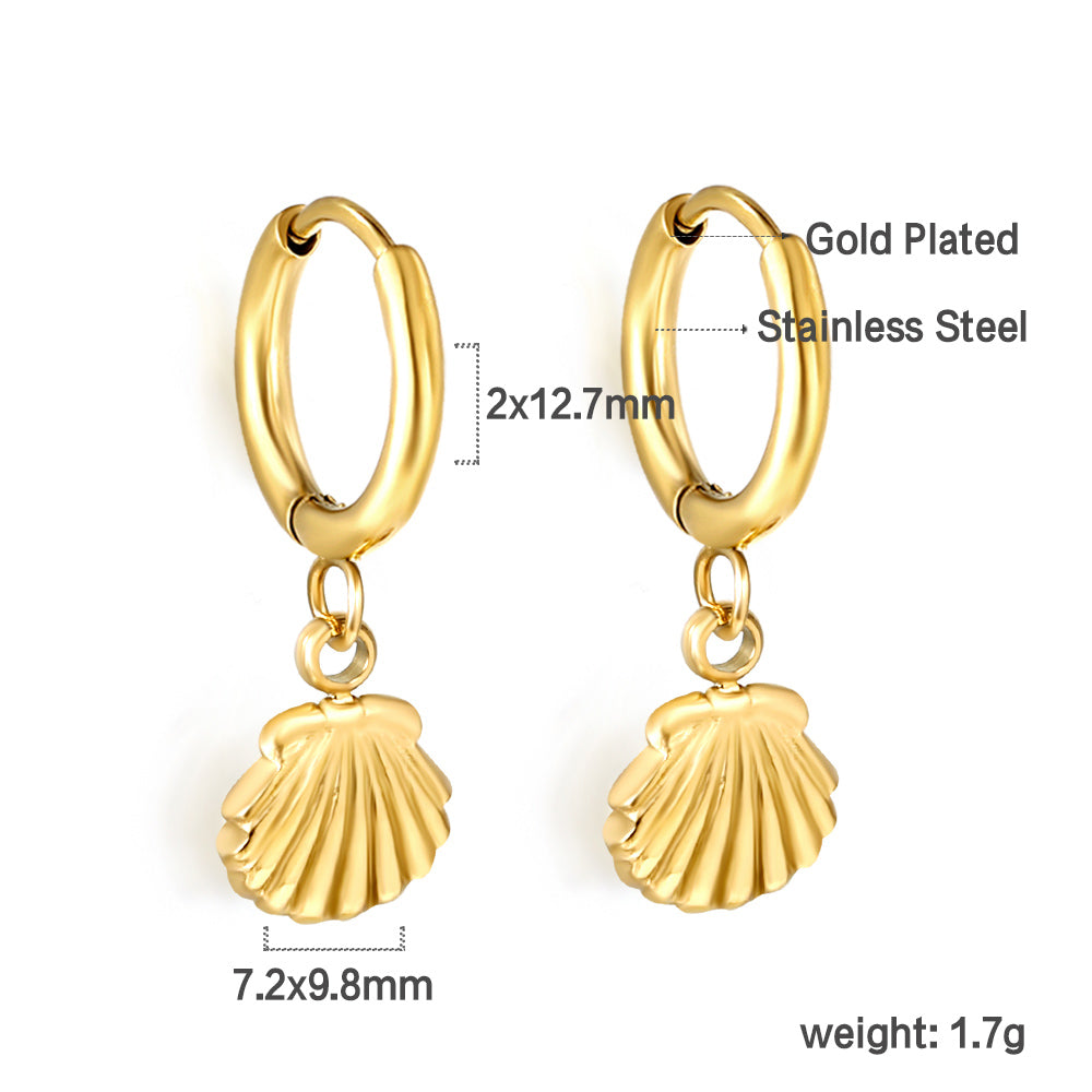 Wholesale 18K Gold Ocean Element Shell Shape Hoop Earrings
