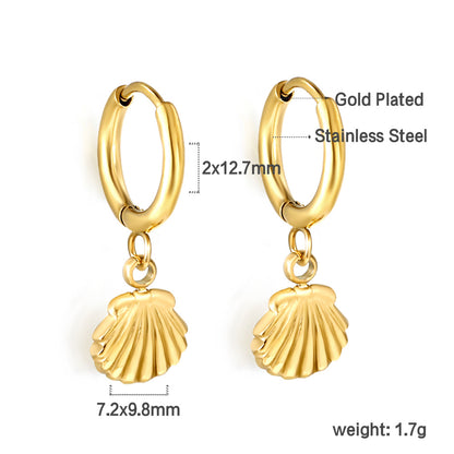 Wholesale 18K Gold Ocean Element Shell Shape Hoop Earrings