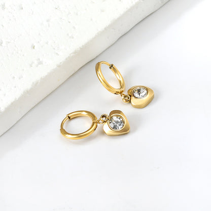 Bulk 18K Gold Heart - diamond Hoop Earrings Romantic