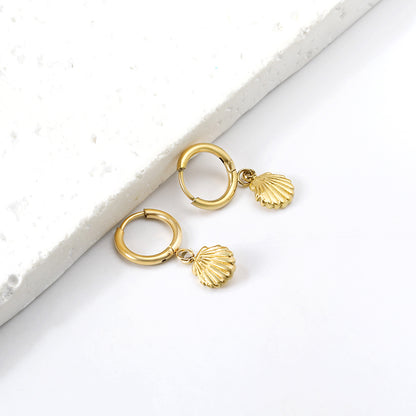 Wholesale 18K Gold Ocean Element Shell Shape Hoop Earrings