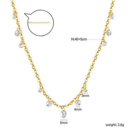 Wholesale Stainless Steel Round White Zirconia Necklace