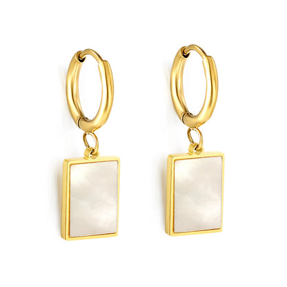 Wholesale 18K Gold Elegant Style Square Mother of Pearl Earrings