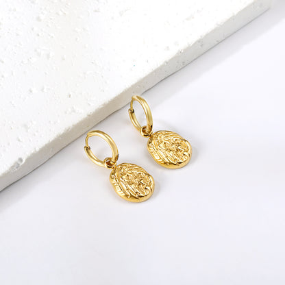 Bulk 18K Gold Embossed Round Hoop Earrings Vintage Style
