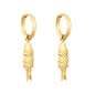 Bulk 18K Gold Plated Luxe Fish Charm Hoop Earrings