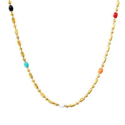 Wholesale Gold Tone Colorful Gem Necklace Vivid Touch