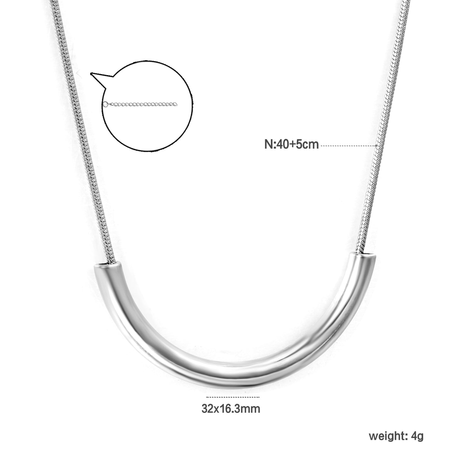 Bulk Stainless Steel Arc - shaped Necklace Modern Style