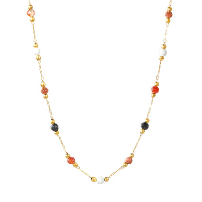 Bulk 18K Gold Plated Natural Bead & Colored Stone Pendant Necklace