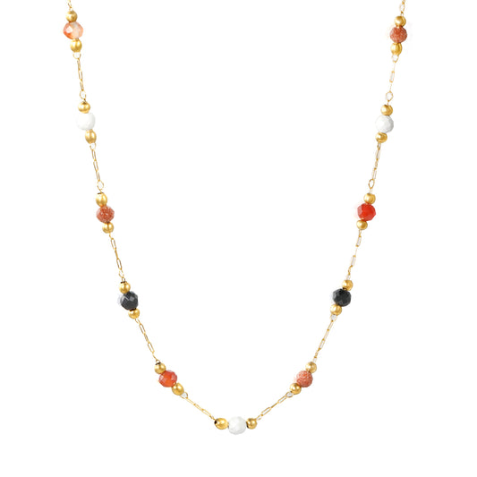 Bulk 18K Gold Plated Natural Bead & Colored Stone Pendant Necklace