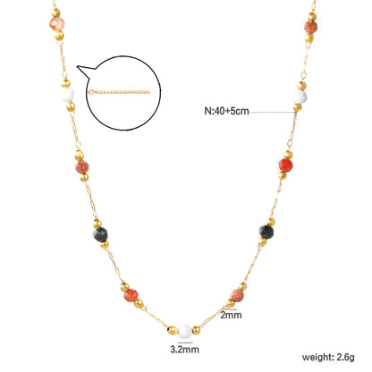 Bulk 18K Gold Plated Natural Bead & Colored Stone Pendant Necklace