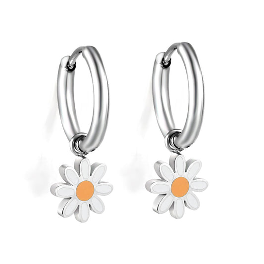 Wholesale Steel Daisy Dangle Earrings Fresh & Lovely