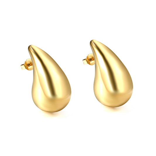 Wholesale Stainless Steel 18K Gold Plated Teardrop Shaped Stud Earrings Sleek & Modern Fashion Accessory