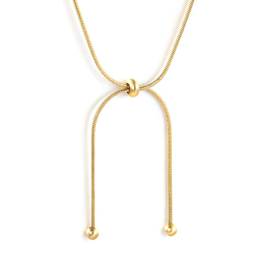 Wholesale Stainless Steel Contemporary Double Pearl Snake Chain Necklace