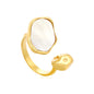 Wholesale Waterproof PVD Irregular Oval Open Ring White Shell & Tiger Eyes