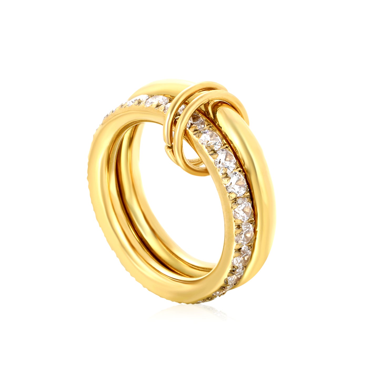 Wholesale Waterproof PVD Gold Double-Circle Pave CZ Inlaid Ring