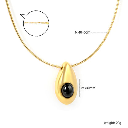Minimalist Black Gem Necklace Stainless Steel Hypoallergenic