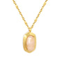 Bulk Waterproof PVD Gold Plated Oval Pink Stone Bezel Necklace