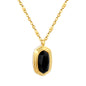 Wholesale Waterproof PVD Oval Black Stone Layered Bezel Necklace