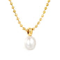 Wholesale Waterproof PVD Pearl Drop Necklace on Gold Bead Chain