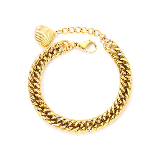 Wholesale 18K Gold Plated Natural Polished Chain Shell Tag Bracelet