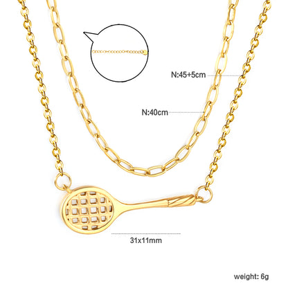 Bulk Waterproof PVD Gold Multi-Chain Tennis Racket Necklace