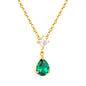 Wholesale Waterproof PVD Gold Plated Double Stone Teardrop Necklace