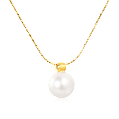 Wholesale Waterproof PVD Gold Single Large Pearl Pendant Necklace