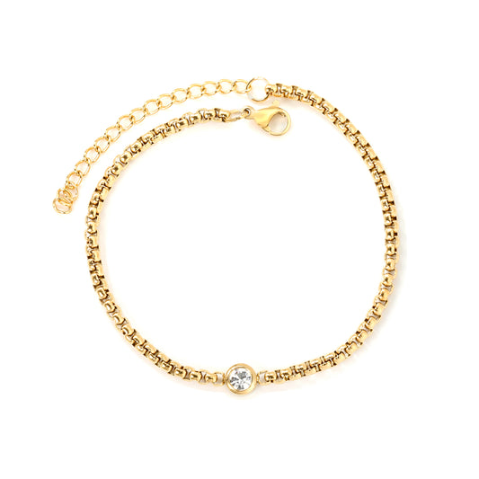 Wholesale 18K Gold Plated Luxe White Diamond Inlay Bracelet