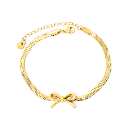 Bulk 18K Gold Plated Romantic Bow Blade Chain Bracelet