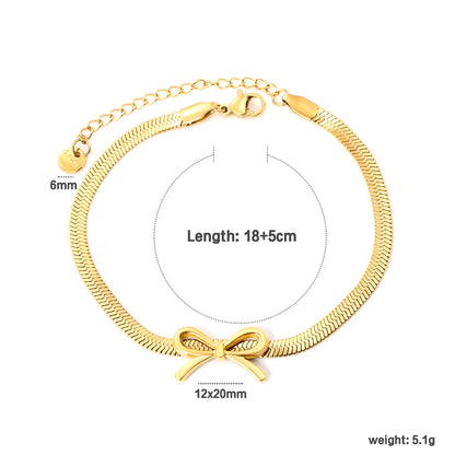 Bulk 18K Gold Plated Romantic Bow Blade Chain Bracelet