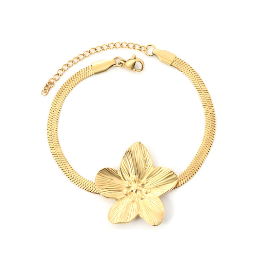 Wholesale Stainless Steel Botanical Large Flower Pendant Bracelet
