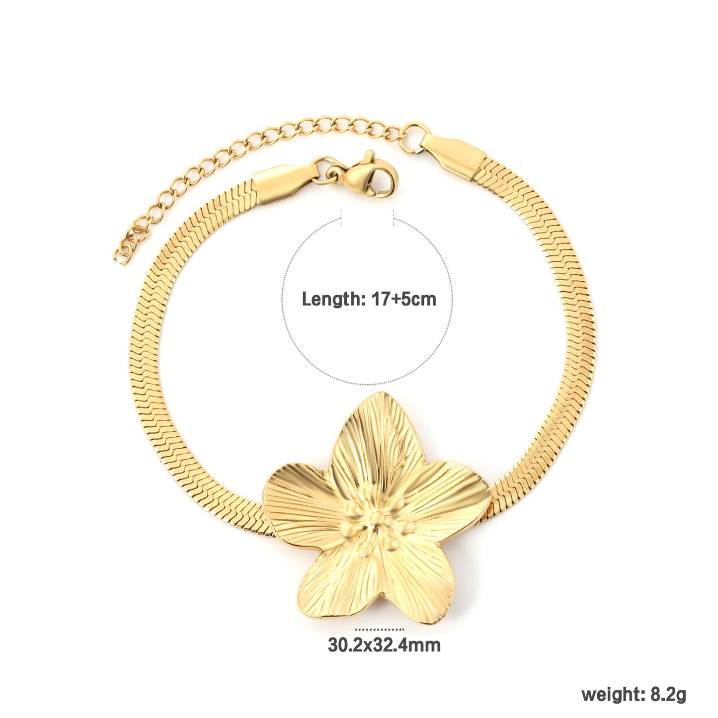 Wholesale Stainless Steel Botanical Large Flower Pendant Bracelet