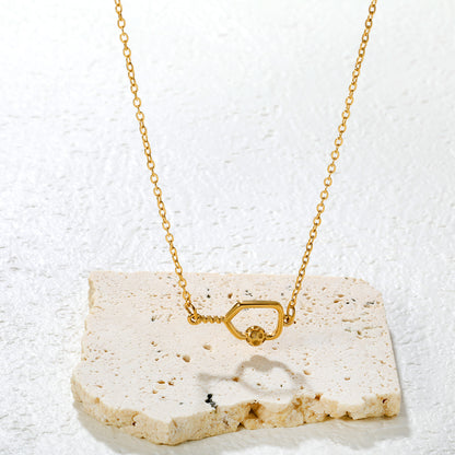 Wholesale Waterproof PVD Geometric Ring Necklace with CZ Accent