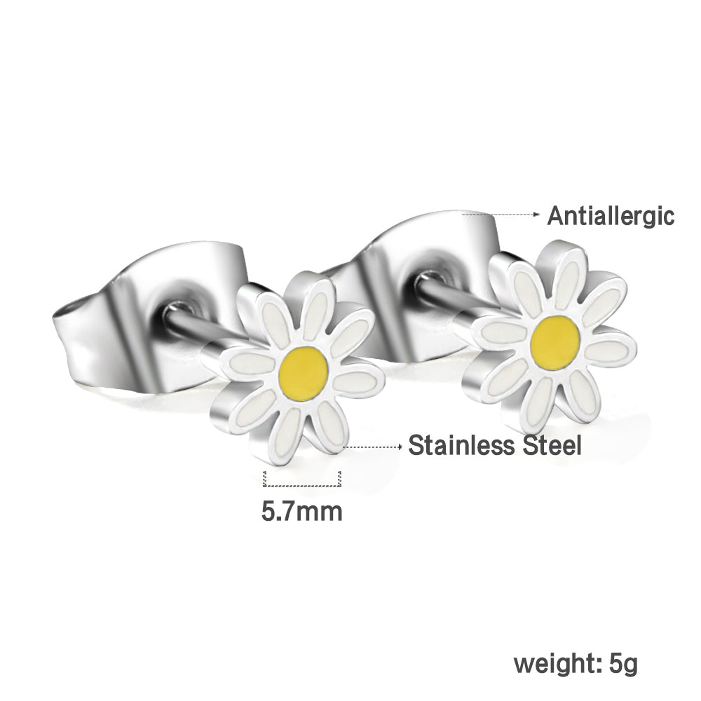 Custom Silver Daisy Studs Fresh Design