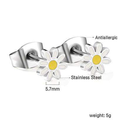 Custom Silver Daisy Studs Fresh Design