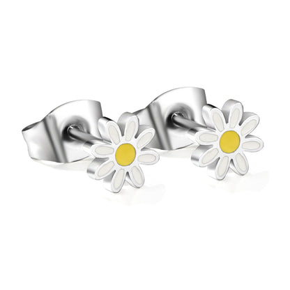 Custom Silver Daisy Studs Fresh Design