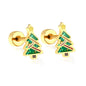 Wholesale 18K Gold Christmas Tree Stud Earrings Joyful Design