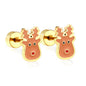 Wholesale 18K Gold Reindeer Head Stud Earrings Cute Holiday