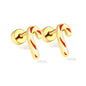 Wholesale 18K Gold Candy Cane Stud Earrings Sweet Holiday