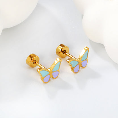 Wholesale 18K Gold Heart Stud Earrings Colorful Style