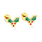 Wholesale 18K Gold Holly Leaf Stud Earrings Festive Cheer