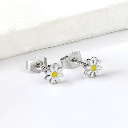 Custom Silver Daisy Studs Fresh Design