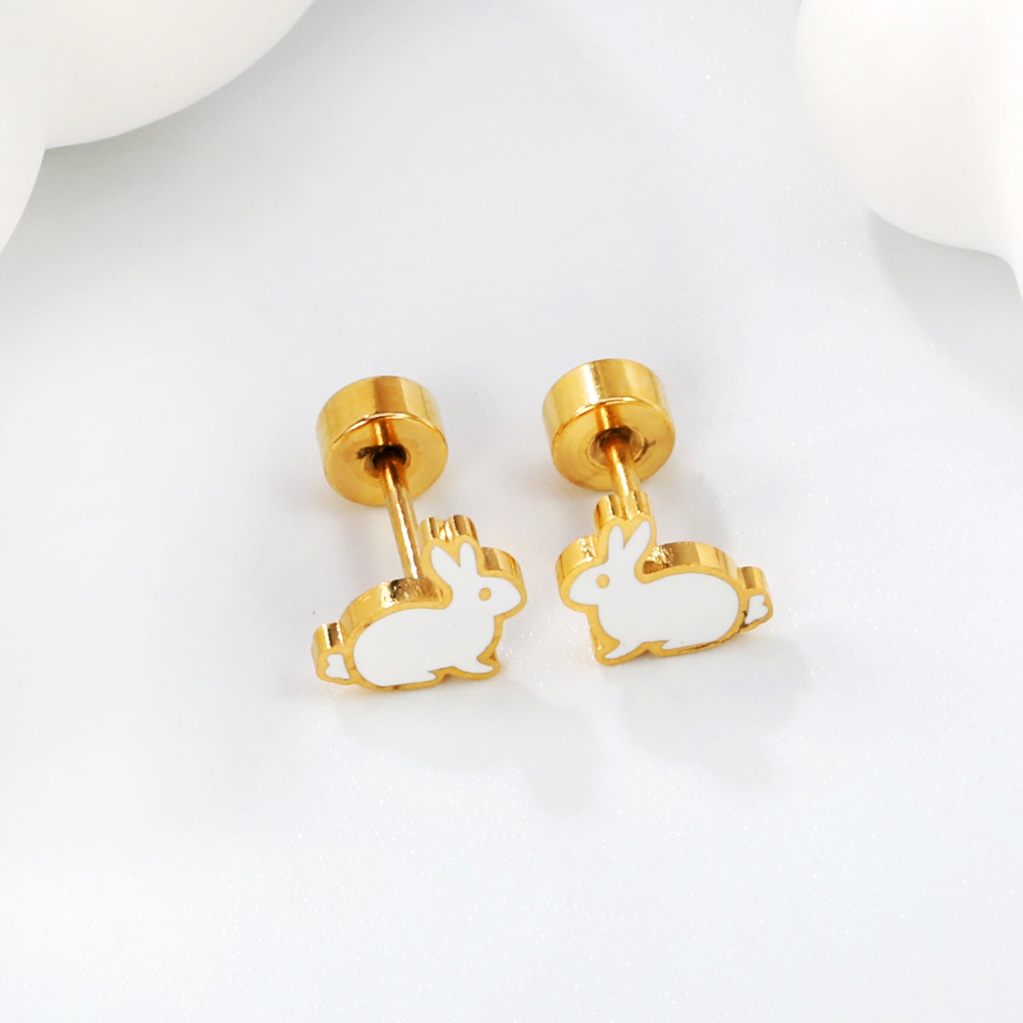 Wholesale 18K Gold Rabbit Stud Earrings Adorable Style
