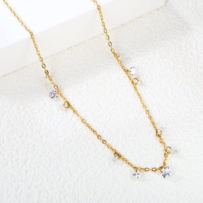 Wholesale Stainless Steel Round White Zirconia Necklace