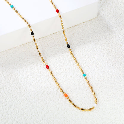 Wholesale Gold Tone Colorful Gem Necklace Vivid Touch